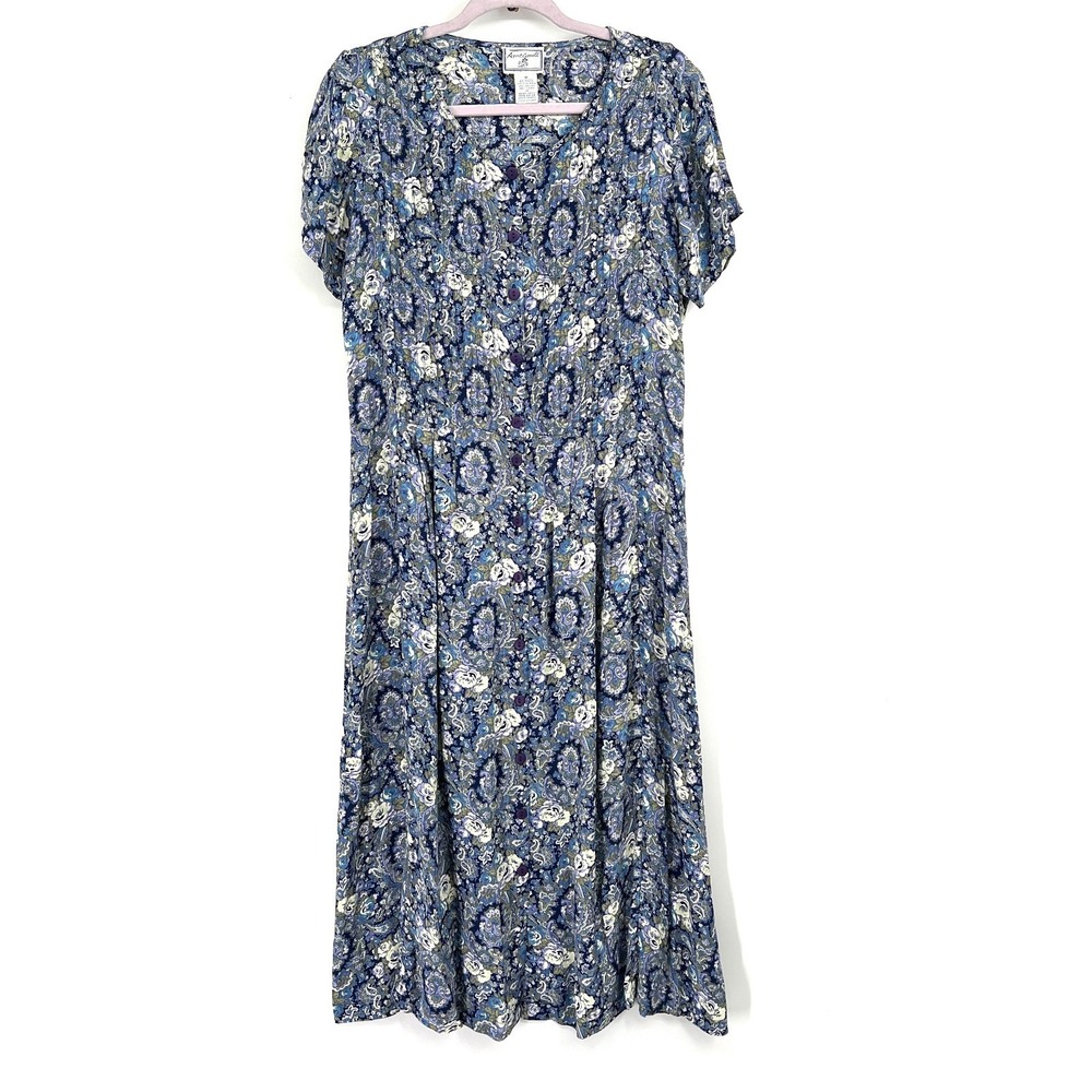 Vintage 90s April Cornell maxi dress button front grunge whimsigoth floral M